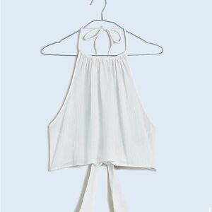Madewell Crinkle Cotton White Halter Top